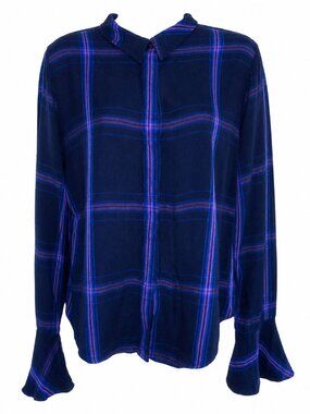 Sanctuary Plaid Button-Down With Bell Sleeves | Size Medium